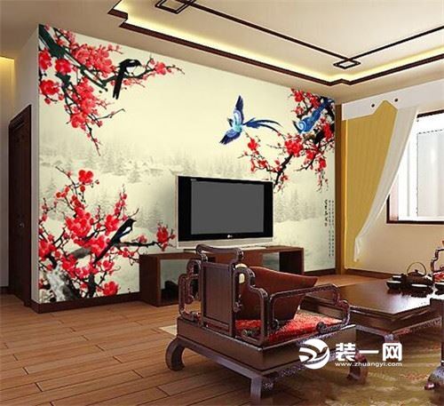 中式客厅电视背景效果图