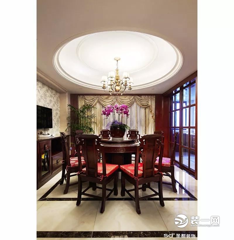 中式古典风格餐厅装修效果图 武汉圣都装修公司中式古典风格效果图