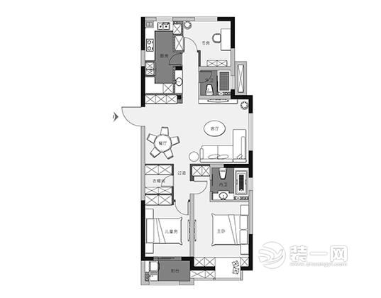 九州新世界123平三居室现代简约风设计案例