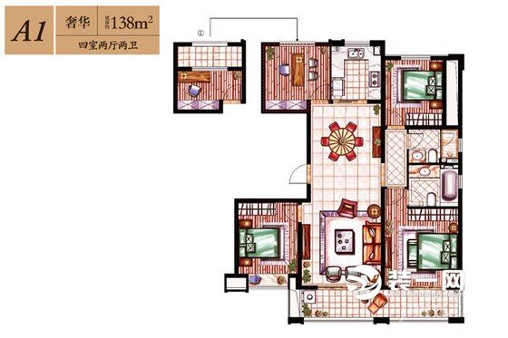 138平四居室日韩风格装修设计案例