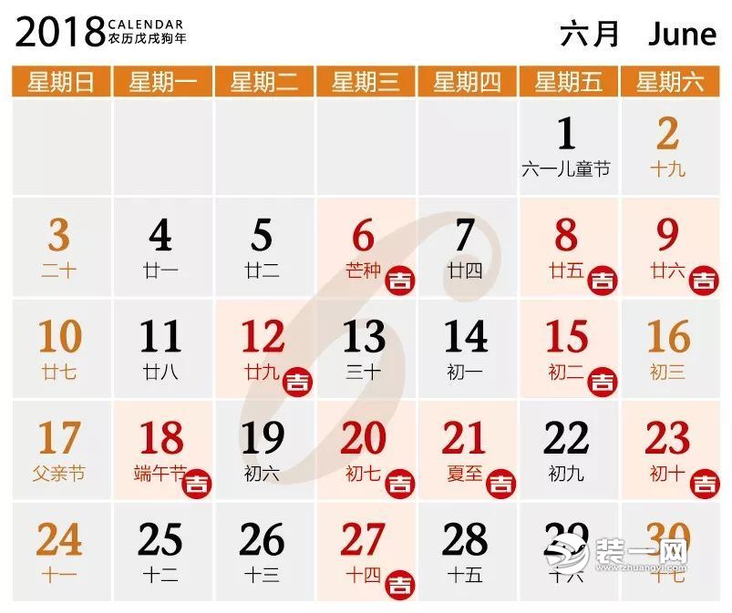 2018装修吉日表