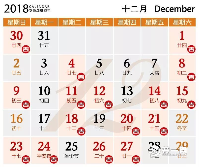 2018装修吉日表