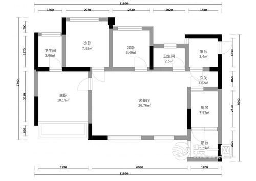 84平米现代简约风格三居室装修设计案例