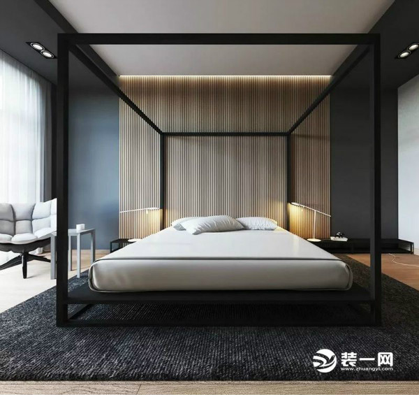 床头背景墙装修效果图 木质床头效果图