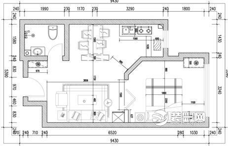 45平米一居室户型图