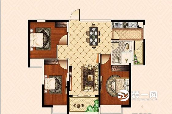 103平三居室现代简约设计案例