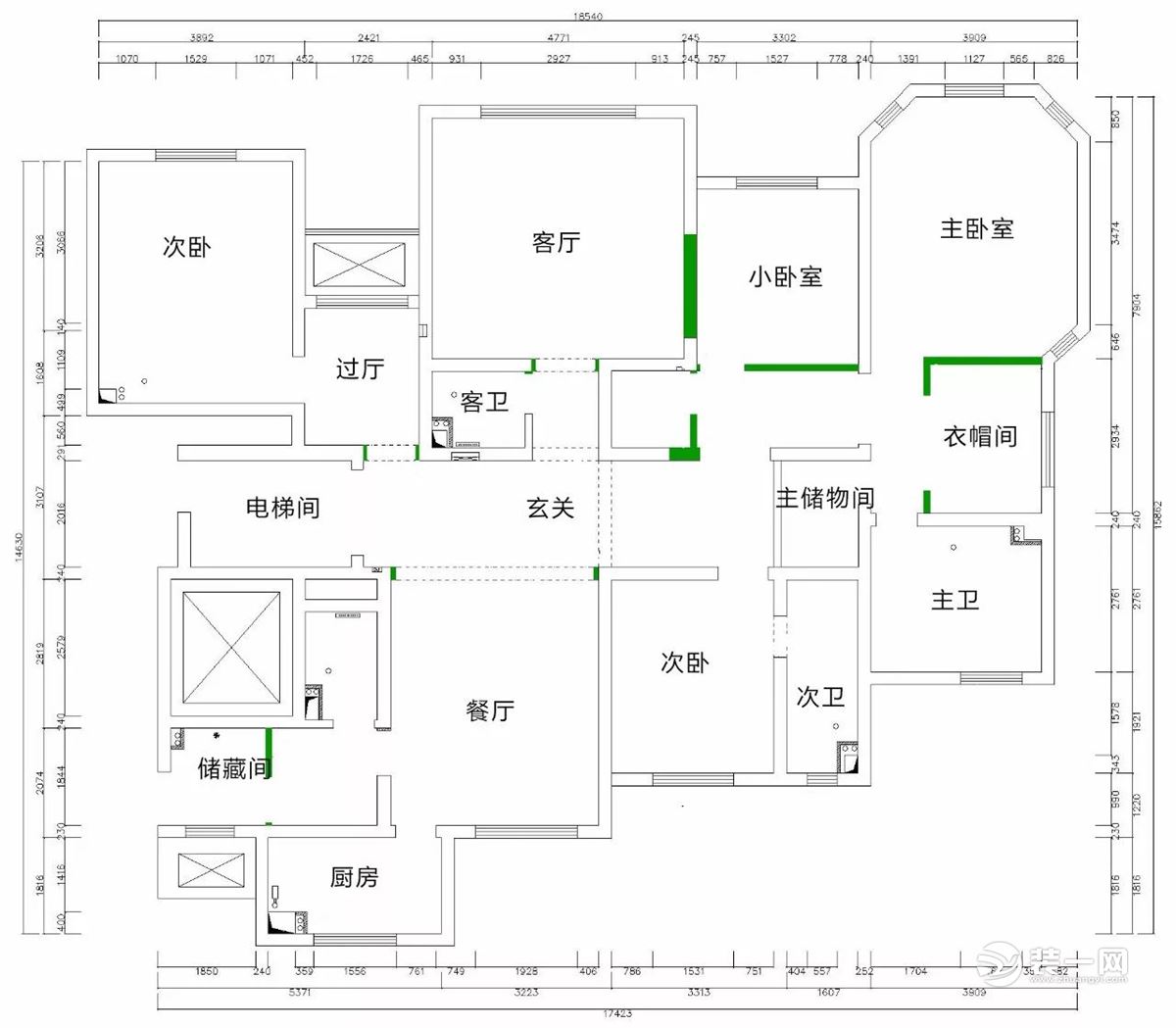 天津海宁湾249平米四居室新建示意图