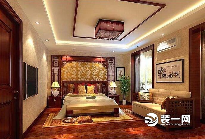 新中式风格别墅卧室装修设计
