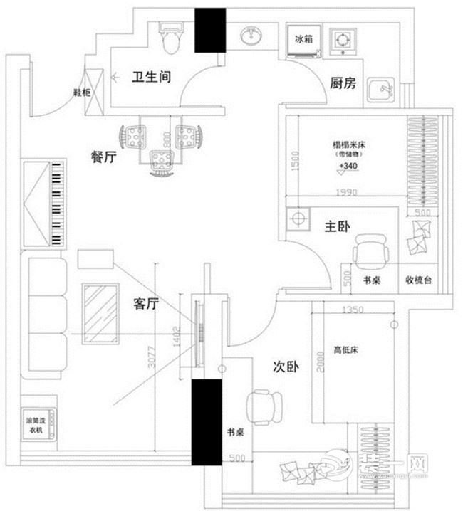 广州五羊新村44平小二居，现代简约风格