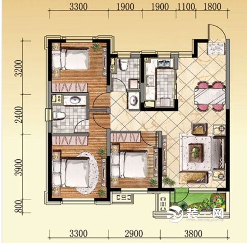 117平三居室现代简约风设计案例