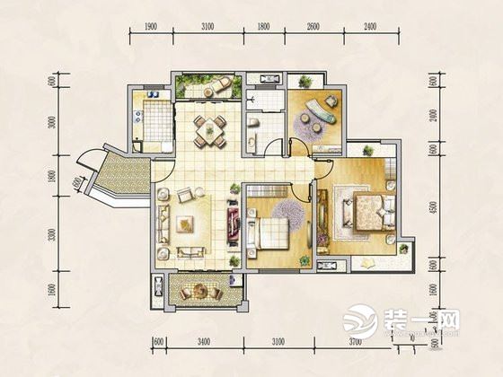 107平米现代简约风格三居室设计案例