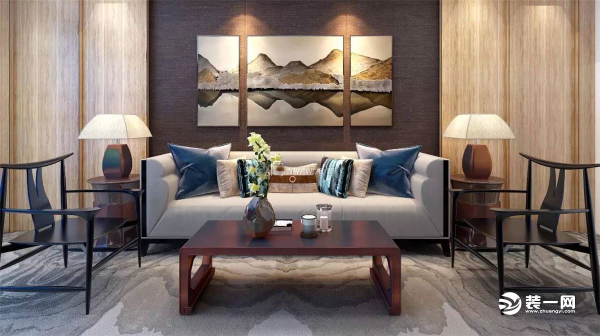 新中式沙发背景墙效果图