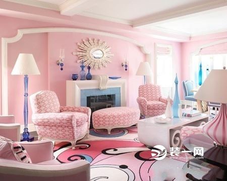 粉色客厅效果图