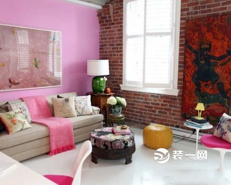 粉色客厅效果图