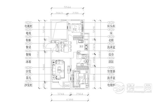 95平米二居室装修现代简约风格设计案例