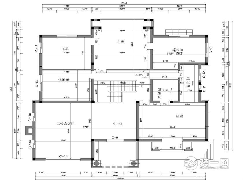 320平二层平面布置图