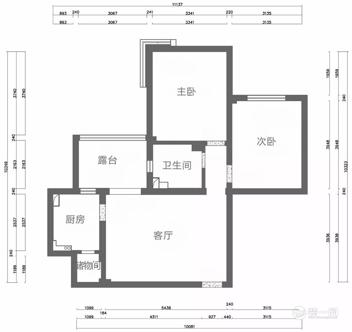 天津邮电公寓92平米两室一厅一厨一卫原始户型图