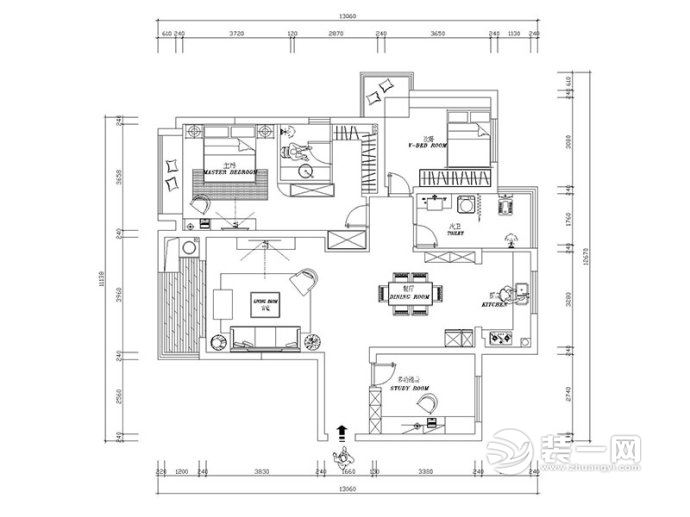 三室两厅137平新中式设计案例