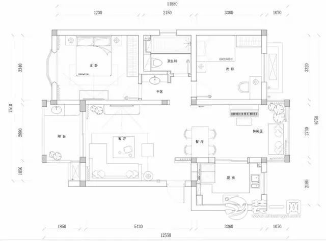 105平三居室现代简约风格设计案例