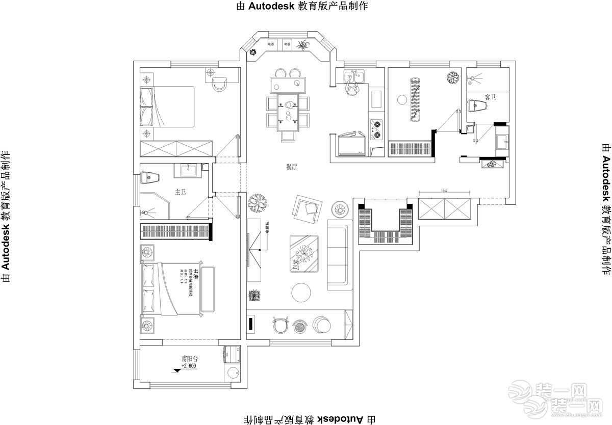 巴黎花园160平新中式三室两厅装修图