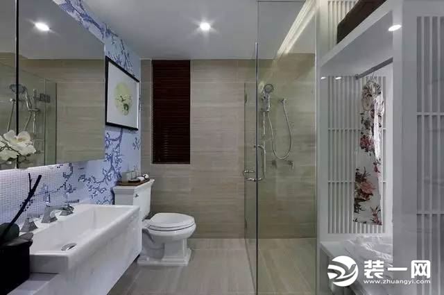 包头装修公司推荐现代中式风格卫浴室装修效果图