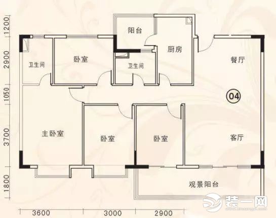 140平米四室两厅户型图