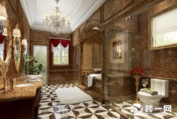 古典别墅客厅浴室效果图