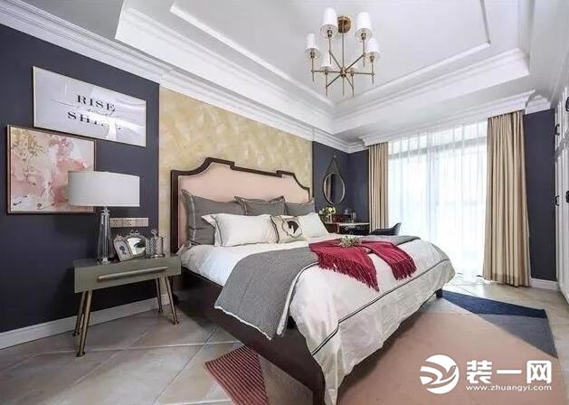 卧室装修样板房 120平米装修效果图 美式风格装修样板房