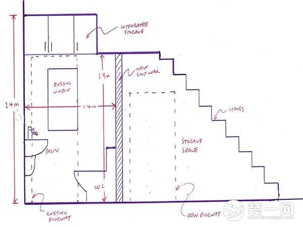 珠海装修网分享楼梯下面做卫生间设计图纸