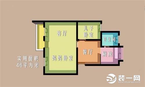 爆改46平米老房子户型图 上海旧房改造