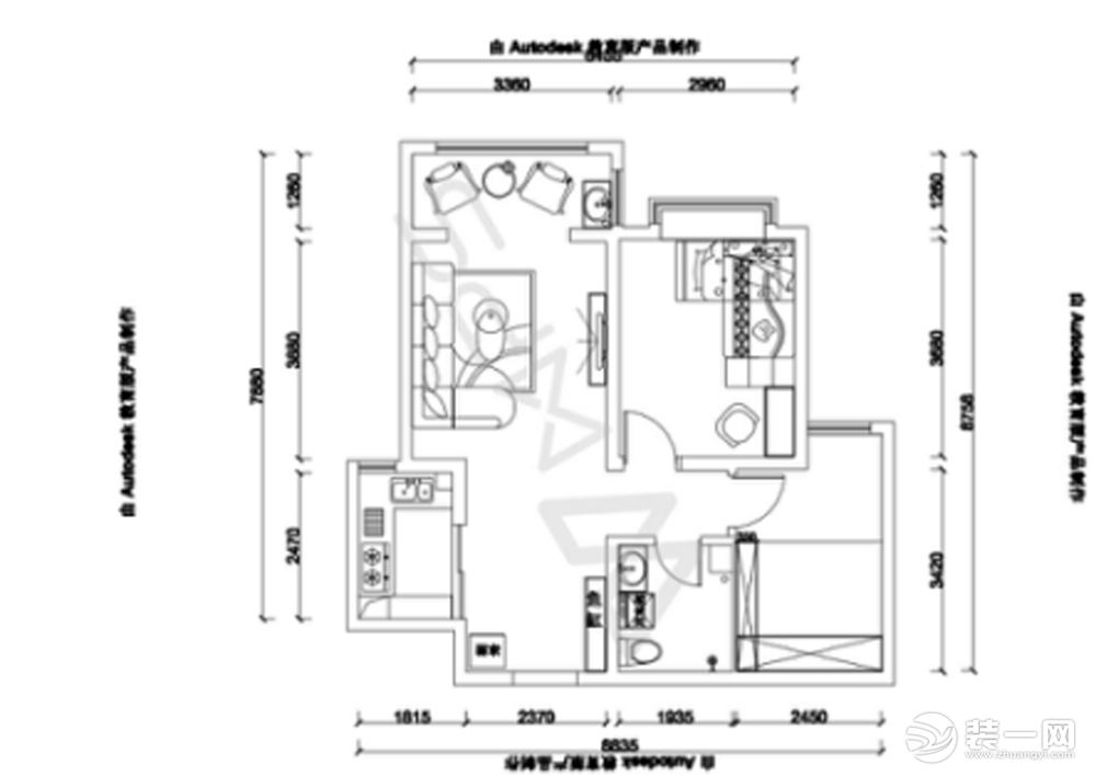 太原芮城国际83.24平米三居室户型图