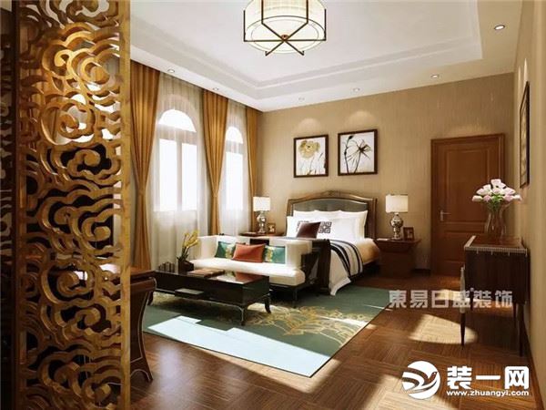 北京500平别墅装修效果图 新中式风格装修效果图 卧室