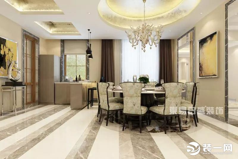 北京500平别墅装修效果图 现代简约风格装修效果图 餐厅