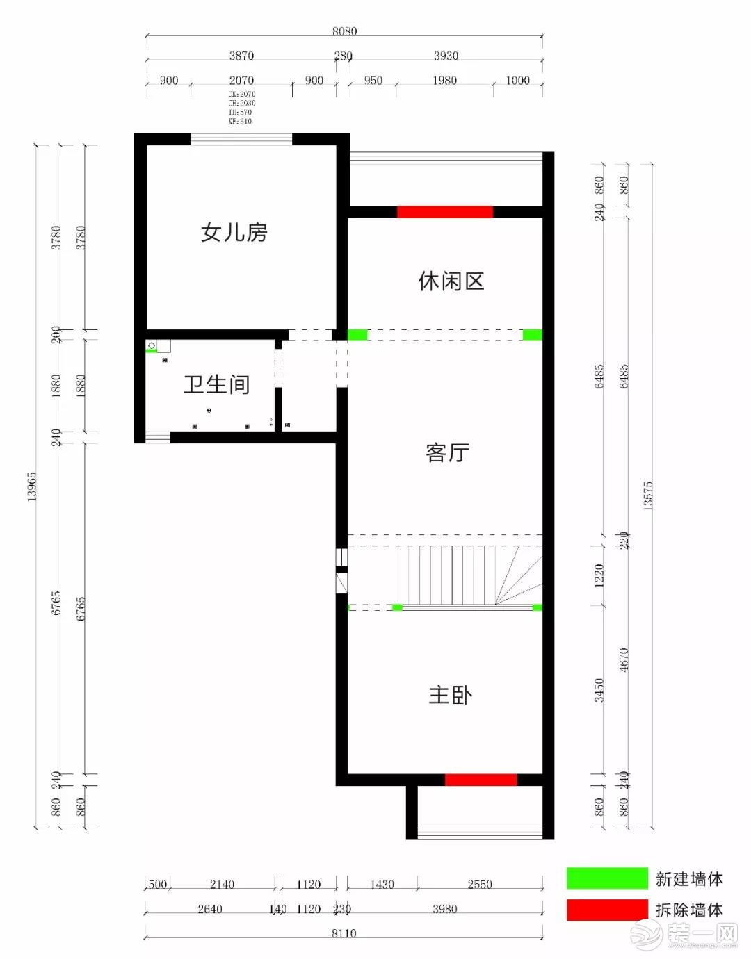 天津团泊逸湖岸120平叠拼户型二层新建示意图