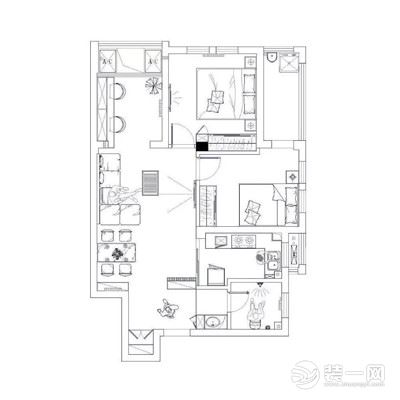 90平二居室现代古典风格装修实景图