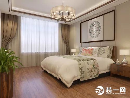 太原装饰公司推荐新中式风格卧室装修案例图