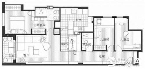 哈尔滨保利城装修 80平米两室两厅装修效果图