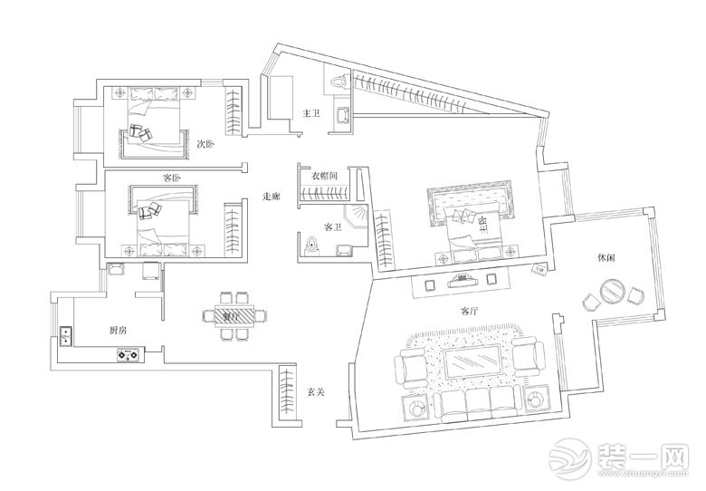 呼和浩特奈伦国际198平米三居室户型图