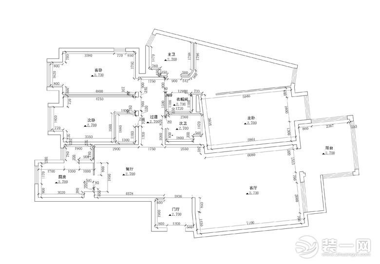 呼和浩特奈伦国际198平米三居室户型图
