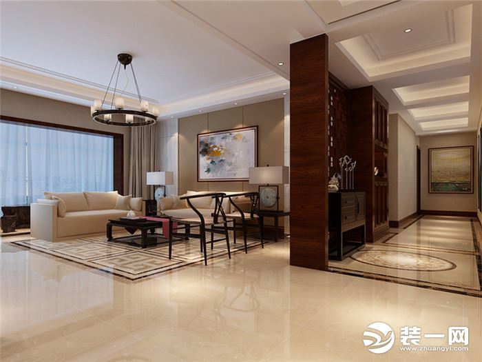 220平米新中式四居室客厅装修效果图
