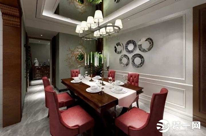130平米三居室欧式新古典风格餐厅装修效果图