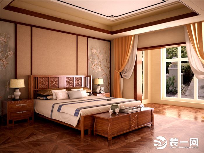 240平复式新中式风家装效果图——卧室