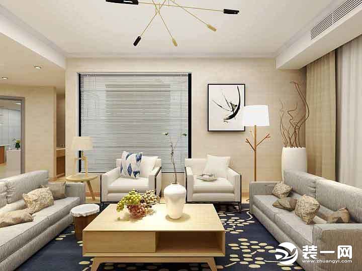 76平米两居室日式风格客厅装修效果图