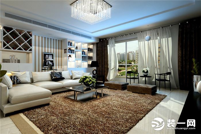 127平米现代简约风格三居室客厅装修效果图