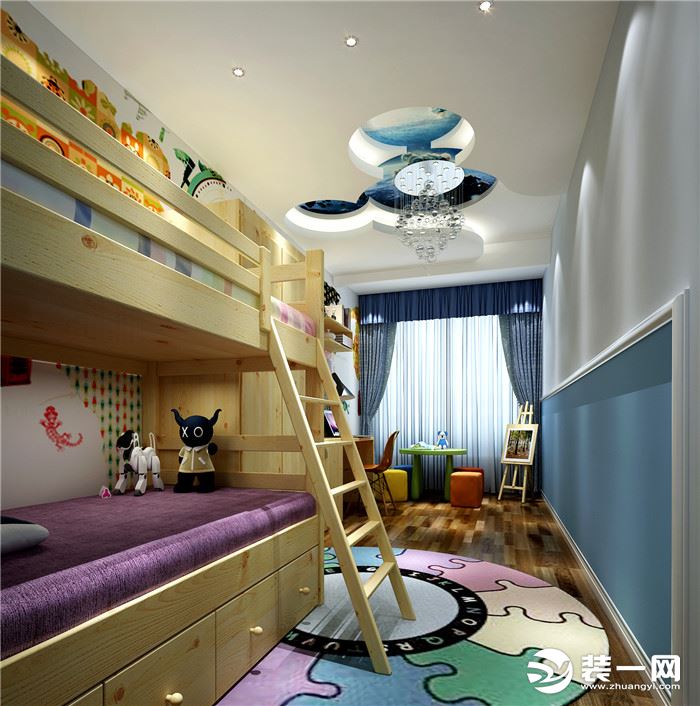 90平两居室现代简约风格儿童房装修效果图