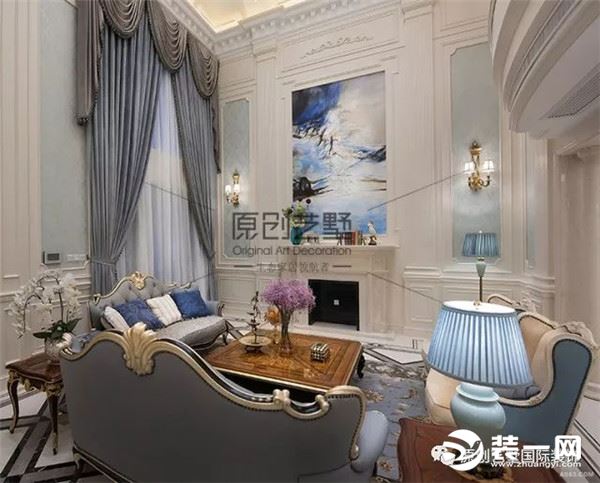 北京红廷别墅 法式浪漫装修效果图 客厅