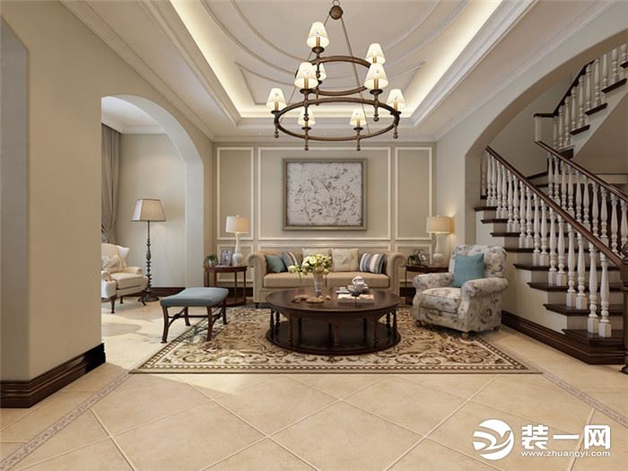 360平米别墅美式风格客厅装修效果图