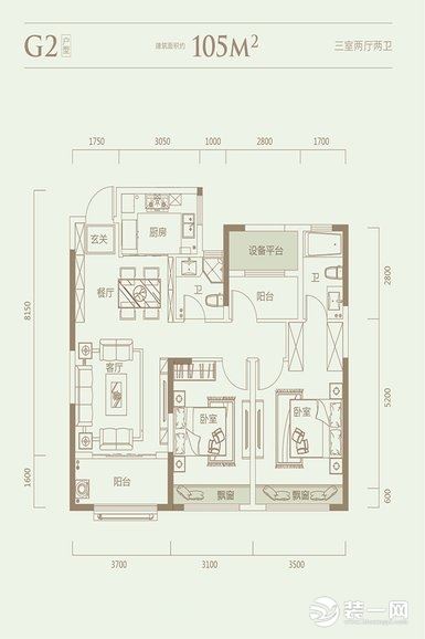 信达·公园里105平小三居装修案例