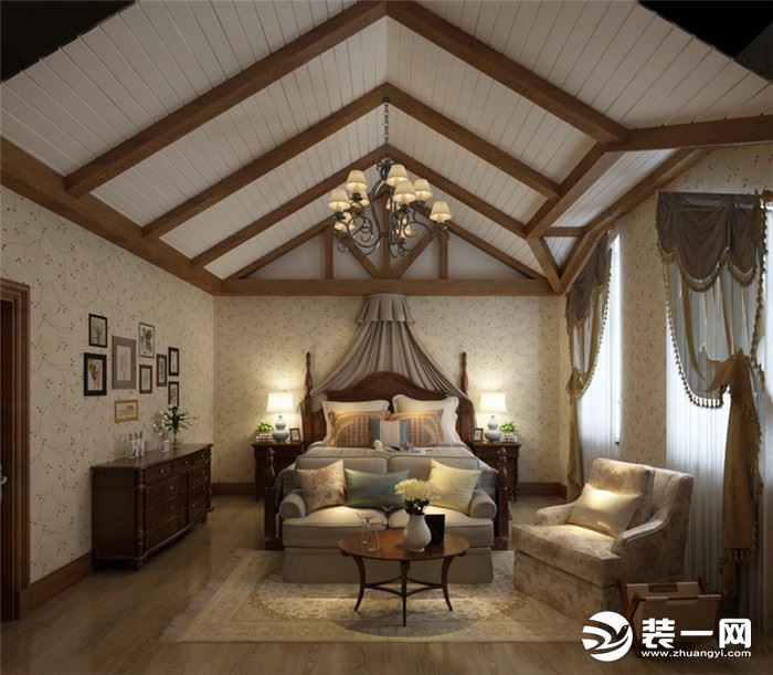 360平米别墅美式田园风格卧室装修效果图
