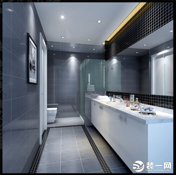 北京国风上观二手房 现代简约风格装修效果图 洗手间